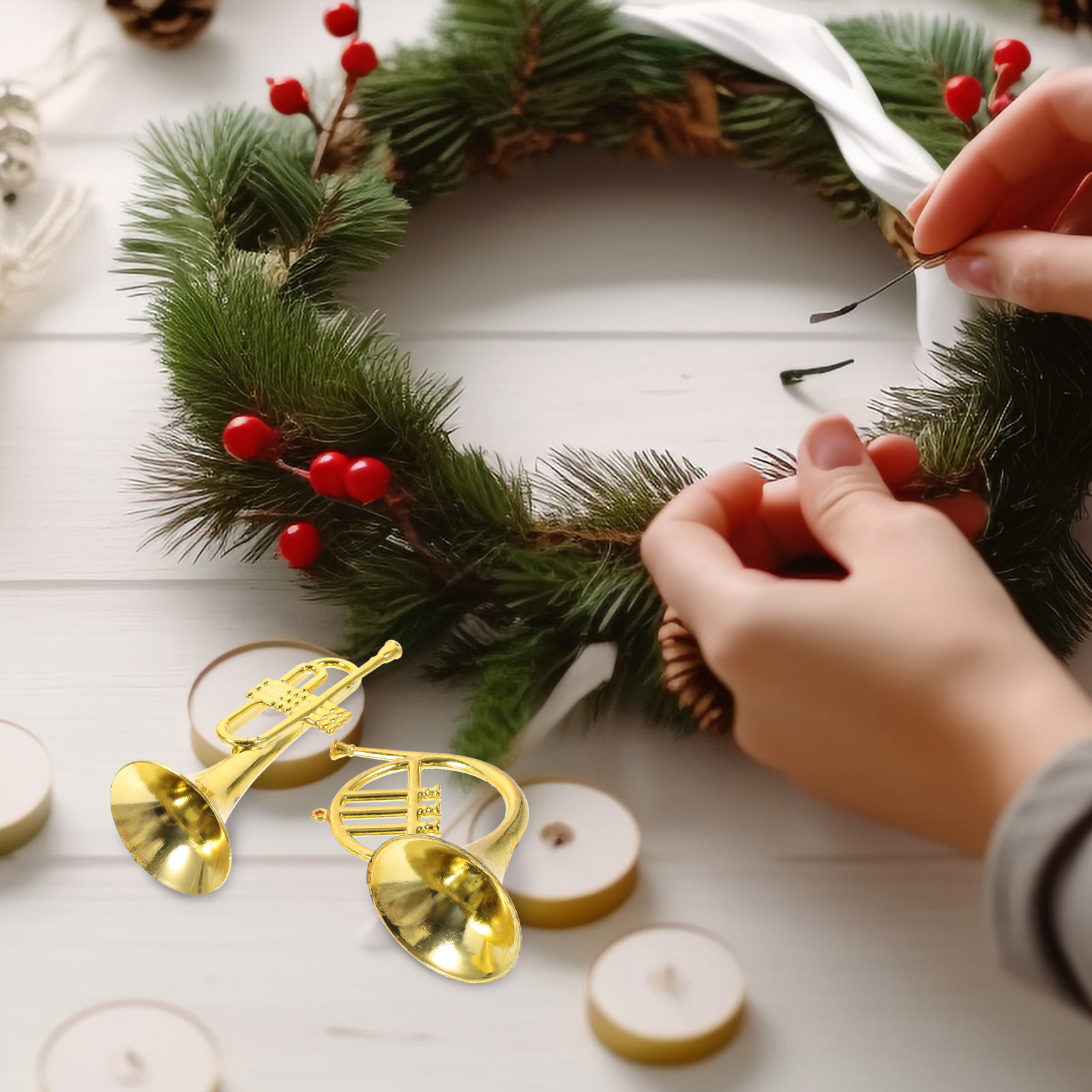 Musical Instrument Xmas Ornaments - Kit de 12 Peças de Instrumentos