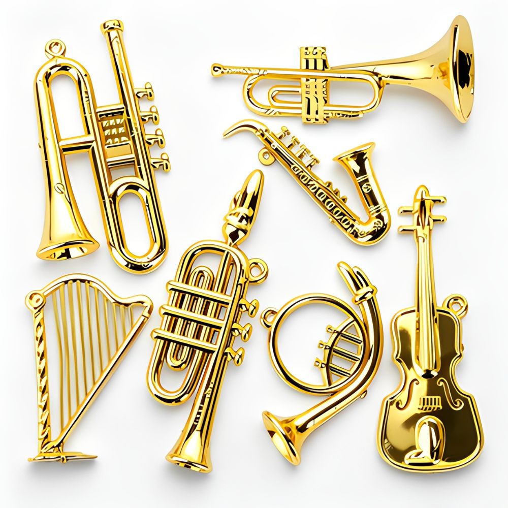 Musical Instrument Xmas Ornaments - 6/10 peças de Pingentes de Instrumentos