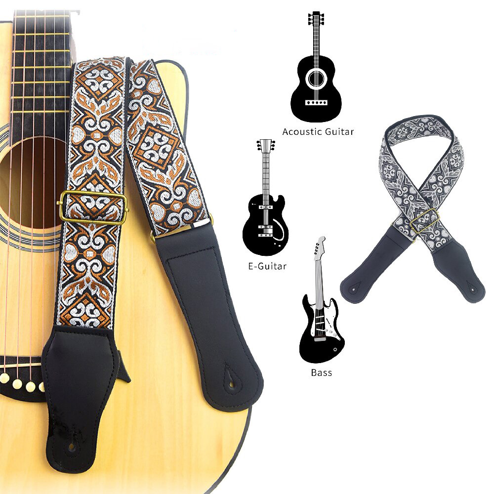 Musical Instrument Sounds - Correia de Guitarra Bordada com Estampa
