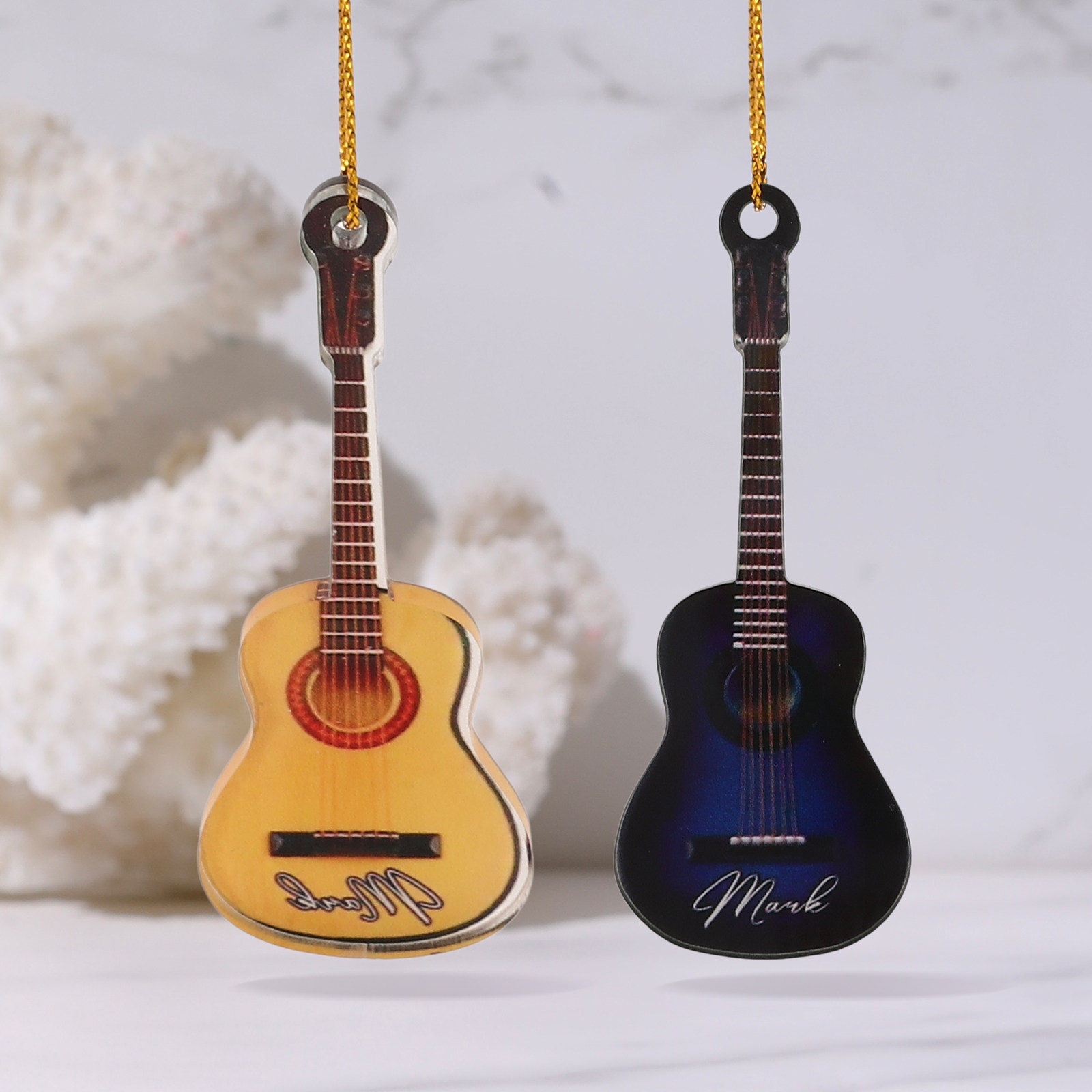 Musical Instrument Xmas Ornaments - 10 Peças de Mini Guitarras Decorativas