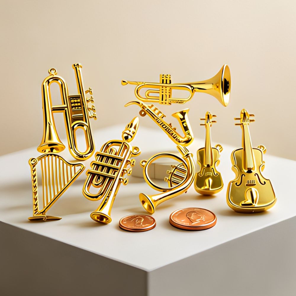 Musical Instrument Xmas Ornaments - 5/18 peças Aleatórias de Mini Instrumentos